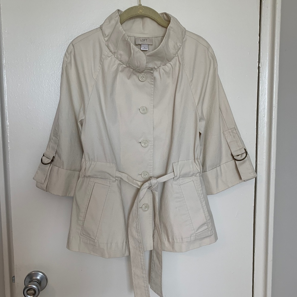 Ann Taylor Loft Structured Cotton Cream Jacket
